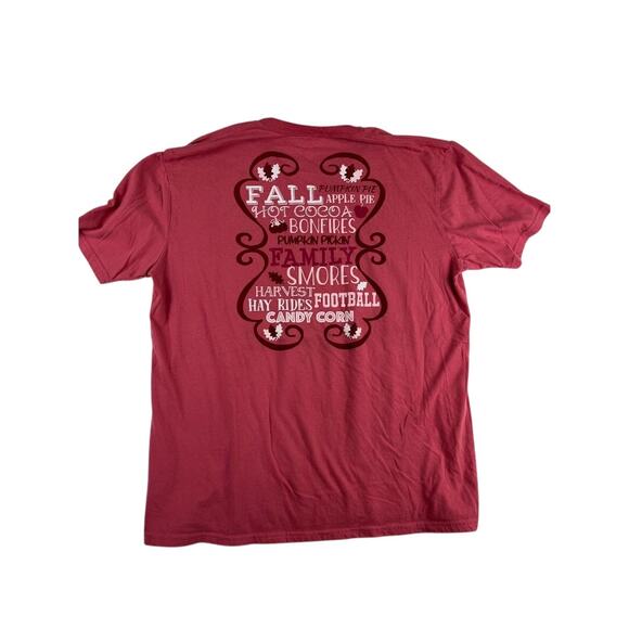 Lincoln Outfitters Fall T-Shirt XL Red Autumn Sayings Short Sleeve Cotton - Picture 4 of 9